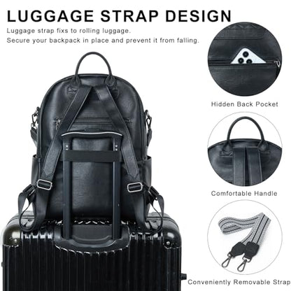 LATMAP Backpack Purse for Women Laptop Backpack, Leather Travel Back Pack Shoulder Bag Teacher College Daypack Work Handbag fits 14" Laptop, Black - color: Style1-black