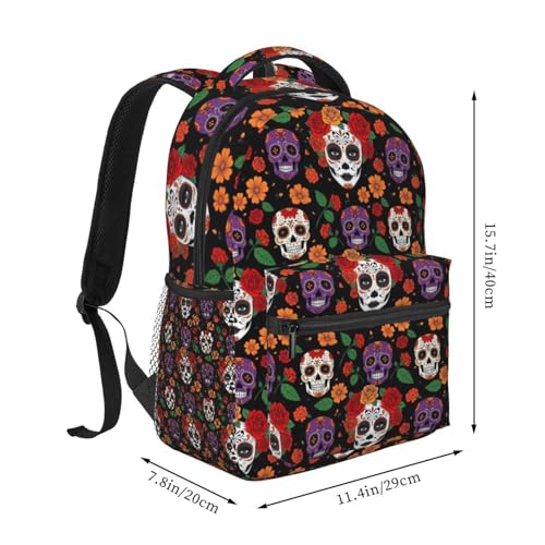 Work Laptop Backpack Day Of Dead Halloween Sugar Skulls Roses, Water Resistant Commuter Bag with Inner Pocket for Office, Business Travel and Daily Commute - color: Pattern (7)