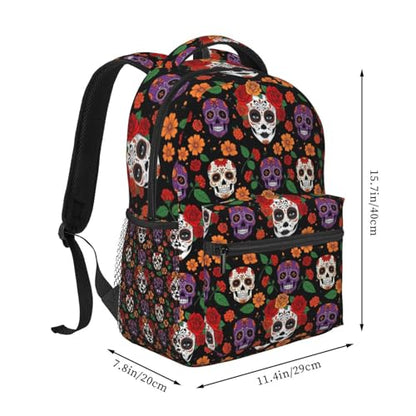 Work Laptop Backpack Day Of Dead Halloween Sugar Skulls Roses, Water Resistant Commuter Bag with Inner Pocket for Office, Business Travel and Daily Commute - color: Pattern (7)
