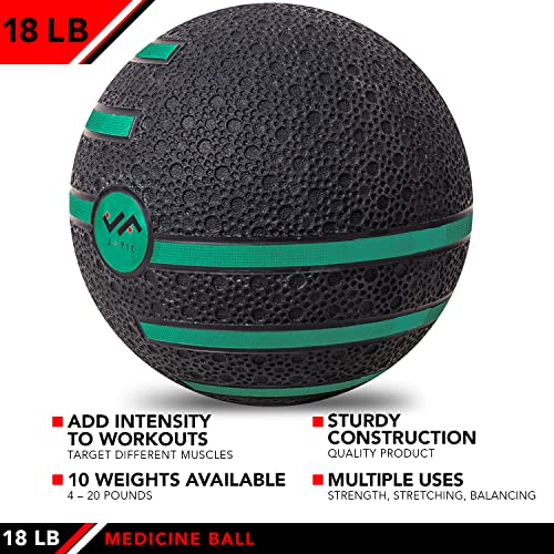JFIT Dual Texture Medicine Ball – Weighted Exercise Ball for Strength, Core & Functional Fitness Training - style: 18lb