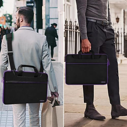 Hseok Laptop Shoulder Bag 13-14 inch with Small Case,Black-purple - color: Black-purple, size: 13"-14"
