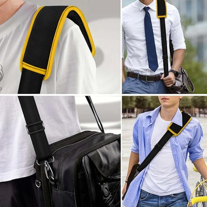 60" Shoulder Strap with Adjustable Thick Removable Pad and Metal Swivel Hooks Fit Laptop Crossbody Bag,Briefcase Duffel Bags - color: Black Yellow