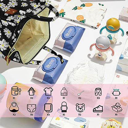 Femuar Diaper Bag Backpack Multifunction Maternity Diaper Bag for Baby Girls & Boys Large Capacity Travel Nappy Bags - color: Daisy