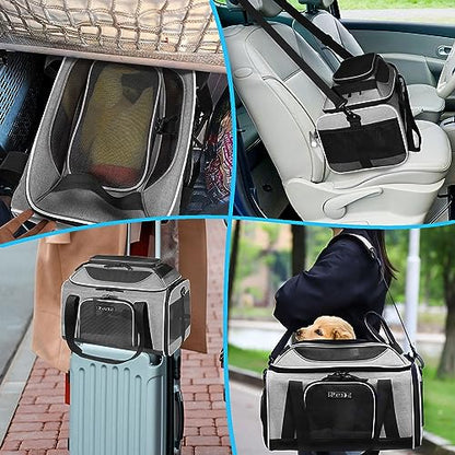 Petskd Top-Expandable Pet Carrier 18x13x9.5 Inches Southwest Airline Approved, Soft-Sided Carrier for Small Cats and Dogs with Locking Safety Zippers and Anti-Scratch Mesh(Grey) - color: Grey, size: 18.0"L x 13.0"W x 9.5"H