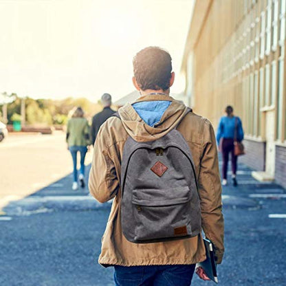 Canvas Laptop Backpack, Durable Rucksack, Travel Bag Fits 15.6 Inch Notebook for Men Women Factory Directly（Gray） - color: Gray