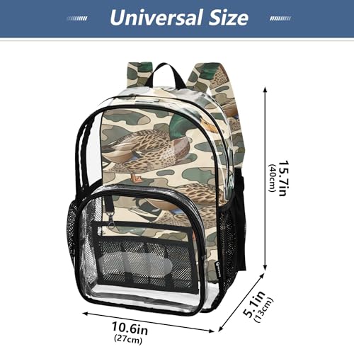 Duck Camo Camouflage Clear Backpack PVC Transparent Backpack Lightweight Book Bags Capacity Clear Bag for Boys Girls - color: Dapple Green
