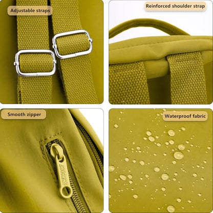 Mini Nylon Women Backpacks,Small Ladies backpacks Casual Lightweight Shopping Travel Daypack (Earthy yellow) - color: Earthy Yellow