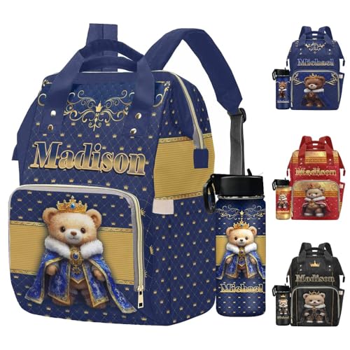 Newcos Custom Name Diaper Bags, Personalized Mommy Backpack Bag for Mom Women, Customized Monogram Tote Baby Diaper with Water Bottle for Newborn Wife Dad Birthday Mothers Day Blue - color: Patten 20