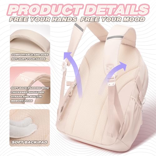 School Backpacks for Girls, Middle Schoolbag Elementary Student Bookbag, Large Casual School Daypacks for Teens Girls (White) - color: White