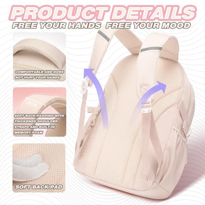 School Backpacks for Girls, Middle Schoolbag Elementary Student Bookbag, Large Casual School Daypacks for Teens Girls (White) - color: White