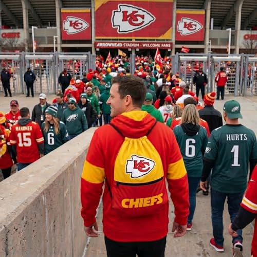 FOCO Kansas City Chiefs Big Logo Drawstring Backpack with Zippered Pocket – Limited Edition Chiefs Bag – NFL Gear for the AFC West – Show Your Team Spirit with Officially Licensed Chiefs Fan Gear - color: Kansas City Chiefs