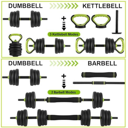 Adjustable Dumbbells, 44/66/88Lbs Free Weight Set with Connector, 4 in1 Dumbbell Set Used As Barbell, Kettlebells, Push Up Stand, Weight Plate, Fitness Exercises for Home Gym Suitable Men/Women Strength Training