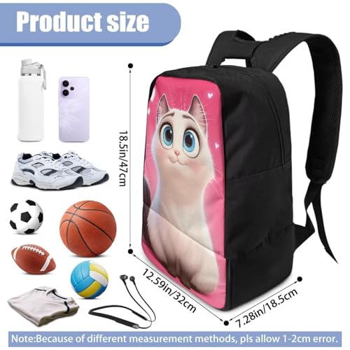 18.5in Basketball Backpack Basketball Bag with Shoe Compartment & Ball Holder, Waterproof Bag for Soccer Volleyball - color: Cute Cartoon Kitten Print