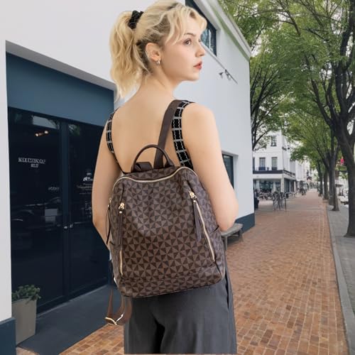 Women‘s Backpack Purse Leather Anti-theft Large Fashion Designer Travel Backpack Bag Men's Backpack Shoulder Bags, A-brown - color: A-brown