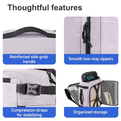 Carry On Travel Backpack with Shoe Compartment Flight Approved Laptop Backpack Expandable Work Business Backpack for Women Men Casual Daypack, Purple - color: Purple, style: A
