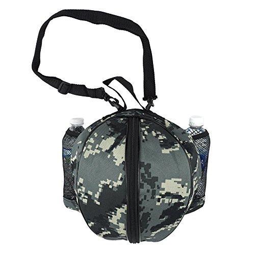 Size 7 (29.5") Basketball Bag Soccer Ball Football Volleyball Softball Sports Ball Bag Holder Carrier+Adjustable Shoulder Strap 2 Side Mesh Pockets f/Water Bottle Towel Sports Shoes - color: Camo