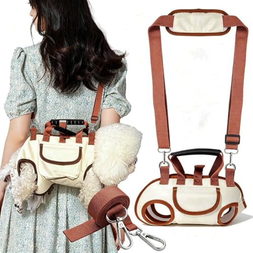 YAODHAOD Hands Free Dog Backpack Carrier for Small Dogs, Breathable Pet Carrier with Adjustable Straps,Portable Shoulder Carrier Sling Backpack for Hiking, Camping, Walking, Cycling (Brown, S) - color: Brown