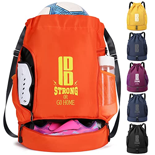 brooman Youth Soccer Bags Boys Girls Backpack for Soccer Basketball Volleyball & Football with Ball Compartment - color: Orange