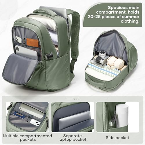 suwasp Large Travel Backpack for Women Men Mochila Airline Approved Carry On Personal Item Backpack Bag Frontier Airlines Personal Item Travel Bag Flight Approved Luggage Backpack - Green - color: Grey Green, size: Large