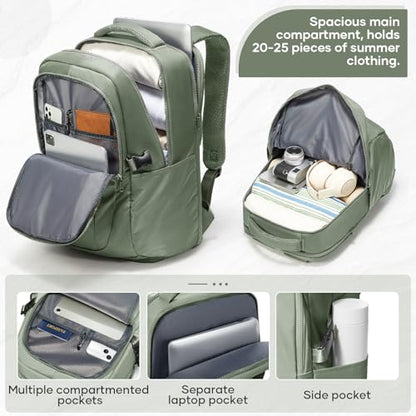 suwasp Large Travel Backpack for Women Men Mochila Airline Approved Carry On Personal Item Backpack Bag Frontier Airlines Personal Item Travel Bag Flight Approved Luggage Backpack - Green - color: Grey Green, size: Large