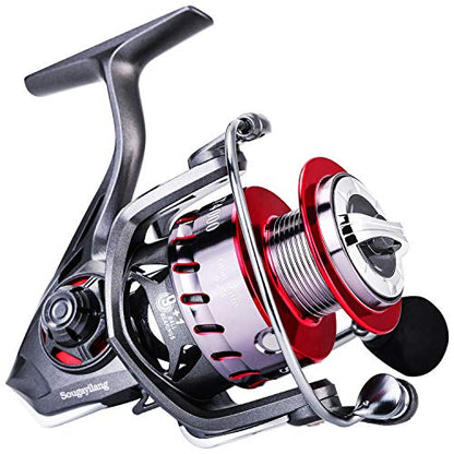 Sougayilang Fishing Rod and Reel Set Carbon Fiber Telescopic Fishing Rod 12+1BB Spinning Reel with Carry Case for Saltwater Freshwater - color: silver, size: 5.91 ft - 2000
