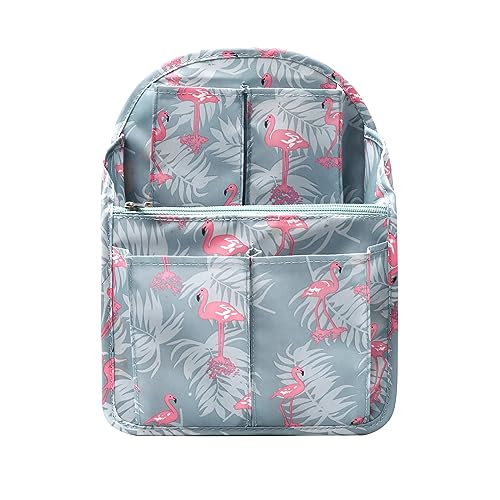 Surblue Backpack Organizer Insert Liner Hanging Travel Rucksack Purse and Handbag Insert Pocket, High-capacity Divider Foldable Nylon Shoulder Bag Organizer for Men and Women, (Flamingo, M) - color: Flamingo, size: M