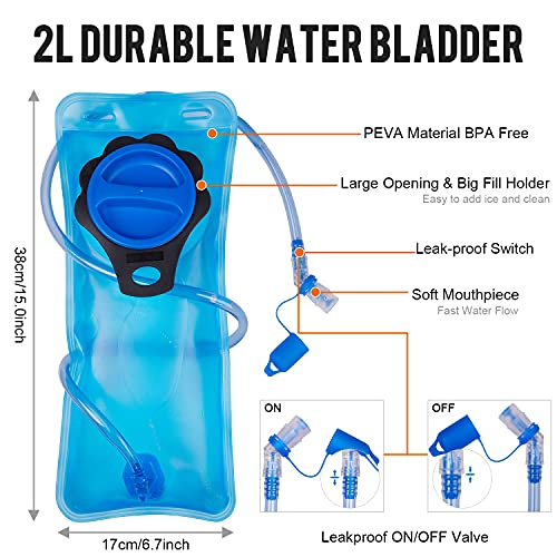 G4Free Insulated Hydration Backpack Pack with 2L BPA Free Bladder for Outdoor Running Hiking Cycling Camping - color: Grey