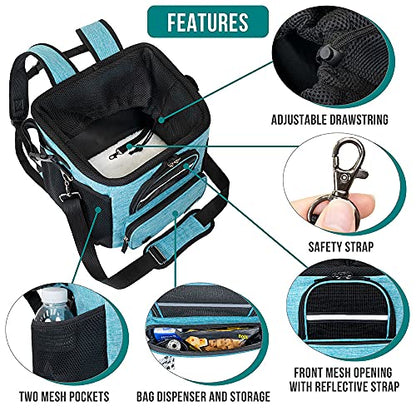 PetAmi Dog Bike Basket, Soft-Sided Ventilated Dog Bike Carrier Backpack, Pet Bicycle Basket for Bike Handlebar, Small Medium Puppy Cat Kitten Car Booster Seat with Safety Strap, Max 18 lbs, Blue - color: Teal Blue