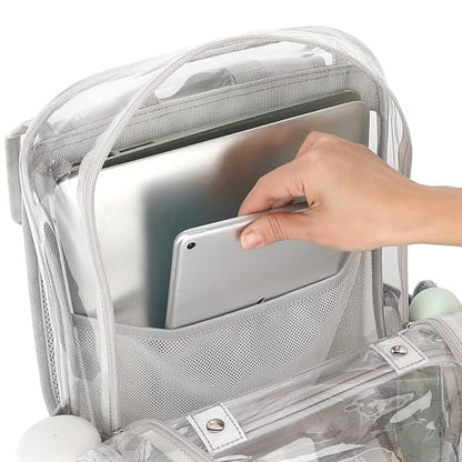 Fuyicat Clear Backpack Heavy Duty PVC Transparent Girls Kids School Backpacks Stadium Approved See Through College Bookbag for Women (Light Grey), Large - color: Light Grey