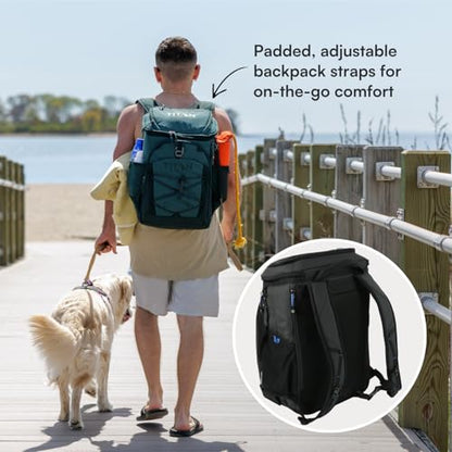 Titan Deep Freeze Ice Wall Backpack Cooler 30 Can Cooler Bag with Ice Packs - color: Cobalt Carbon Black
