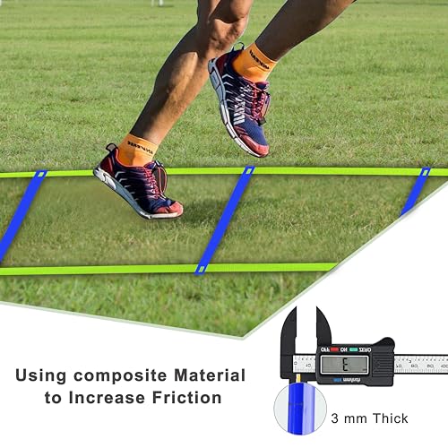 20ft Adjustable Agility Speed Ladder Training Ladder with Carry Bag - Soccer, Speed, Football Fitness Feet Training - Agility Training Equipment for Footwork Drills - color: Blue