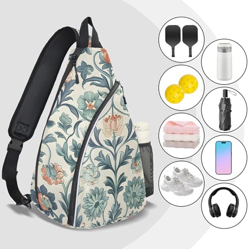 Pickleball Bag for Women Men Adjustable Crossbody Sling Backpack Hold Pickleball Paddle Water Bottle - color: Multicolor 5