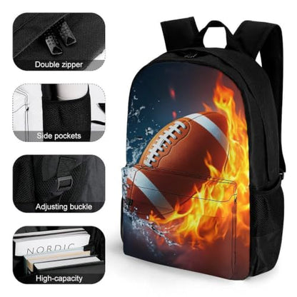 Cool Rugby Backpack, Durable Polyester Daypack with Laptop Compartment, Reinforced Bottom, Adjustable Shoulder Straps And Multi Pockets for Travel And Daily Use - color: Cool Rugby