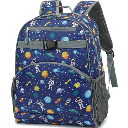 FlowFly Kids Backpack for Toddler Boys Girls, Simple Lightweight Bookbag for Daycare Kindergarten Elementary School Travel, Small Modern Bag (Medium 15'', Astronaut) - color: Astronaut, style: Kids Medium: 12l