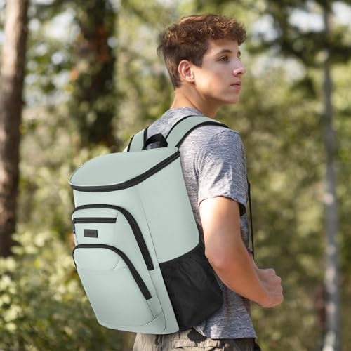 Cooler Backpack, Insulated Backpack Cooler Leakproof Waterproof Large Capacity Cooler Bag for Men Women Picnic Beach - color: Grey