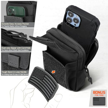 Tactical Backpack Accessories Pouch, Molle Accessories Shoulder Strap Attachment Pouches Utility EDC Phone Pouch Sport - color: Black