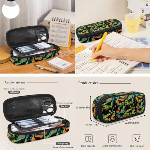 Talayituse Colorful Dinosaur Paint Splatter Print 6 in 1 Set Backpack for Boys Kids, Large Capacity School Bag with Lunch Box Teen Children Elementary Book Bag with Pencil Case Water Bottle Sleeve - color: Colorful Dinosaur Paint Splatter