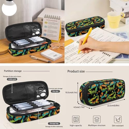 Talayituse Colorful Dinosaur Paint Splatter Print 6 in 1 Set Backpack for Boys Kids, Large Capacity School Bag with Lunch Box Teen Children Elementary Book Bag with Pencil Case Water Bottle Sleeve - color: Colorful Dinosaur Paint Splatter