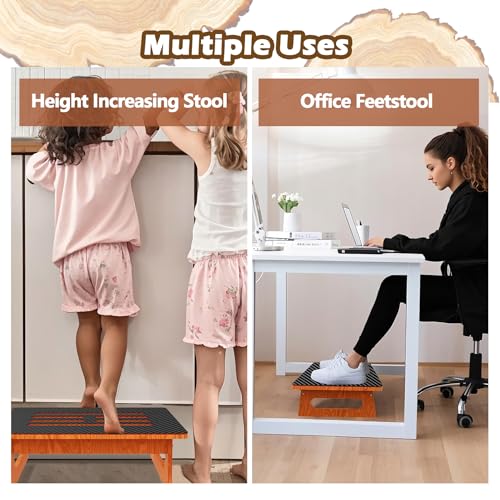 5.5" Height Step Stools for Adults, Heavy Duty One Step Stool with Non-Slip Rubber, Wooden Foot Stool 400 Lb Capacity, Suitable for Stairs, High Bedside, Office and Outdoor - size: 5.5 In Height