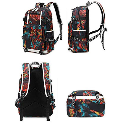 Basketball Player 3 Multifunction Backpack Travel Laptop Fans bag For Men Women - color: Red - 1