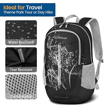 ZOMAKE Ultra Lightweight Packable Backpack 25L, Foldable Hiking Backpacks Water Resistant Small Folding Daypack for Travel(Black) - color: Black-b