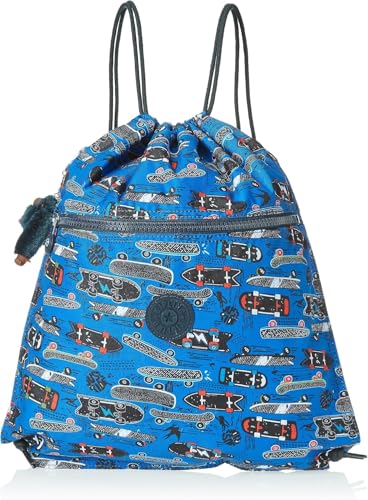 Kipling Women's Supertaboo Drawstring Bag, Strong, Colorful, Convenient, Polyamide bag - color: Poppy Geo, size: 15.5''L x 17.75''H x 0''D