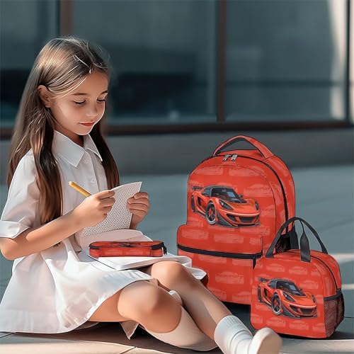 Backpack Set for Kids - Car Backpacks for Boys, 17 Inch Durable Toddler School Bookbag with Lunch Box and Pencil Case - color: Style-3