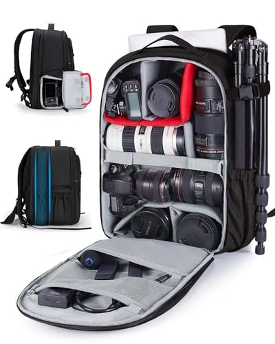 BAGSMART Camera Bag for DSLR, Waterproof Camera Backpacks for Photographers, Camera Case with Laptop Compartment-15.6" Black - color: Black, size: Large