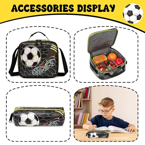 Meetbelify Kids School Backpacks for Girls Boys Backpack with Lunch Bag for Elmentary Students - color: 02 Football