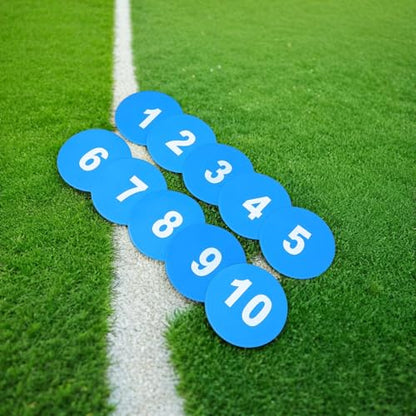 10pcs Football Training Discs 23cm Flat Cone Spot Markers Non-Slip Agility Points Navy Numbered Sports Markers for Soccer Speed and Agility Training