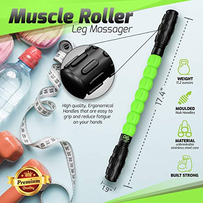 Physix Gear Roller Stick - Muscle Roller Massage Stick for Legs, The Stick Massage Roller for Deep Tissue Massaging Stick for Athletes, Physical Therapy Muscle Roller, Recovery Stick Roller - color: Green