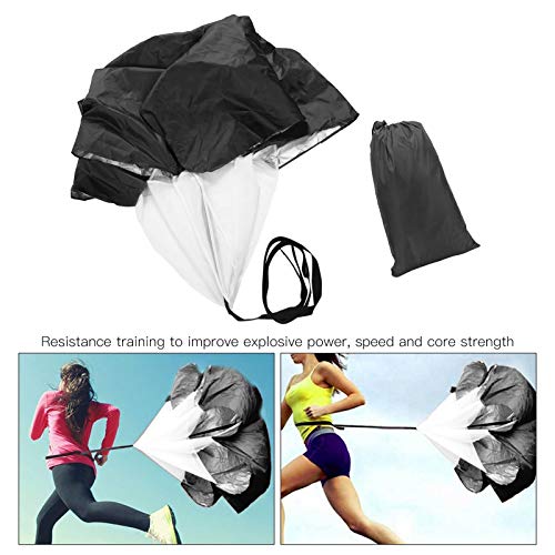 Running Parachute Speed Training, Speed Training Equipment Running Parachute Adjustable Waistband Pongee Coating Drag Running Speed Training Parachute for Sports (Black)
