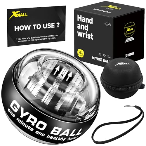 XMALL Torque Ball Hand Exerciser, Grip Strength Trainer, Forearm Strengthener, Wrist Power Gyro Ball, Hand Strengthening Devices, Wrist Strengthener, Finger Exerciser, Auto-Start - color: transparent