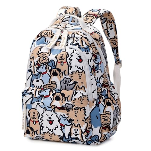 Mfikaryi Girl Backpack Dog Print Backpack for Girls Boys Elementary Students Book Bag School Bags for Students - color: Colourful Dogs, size: Large